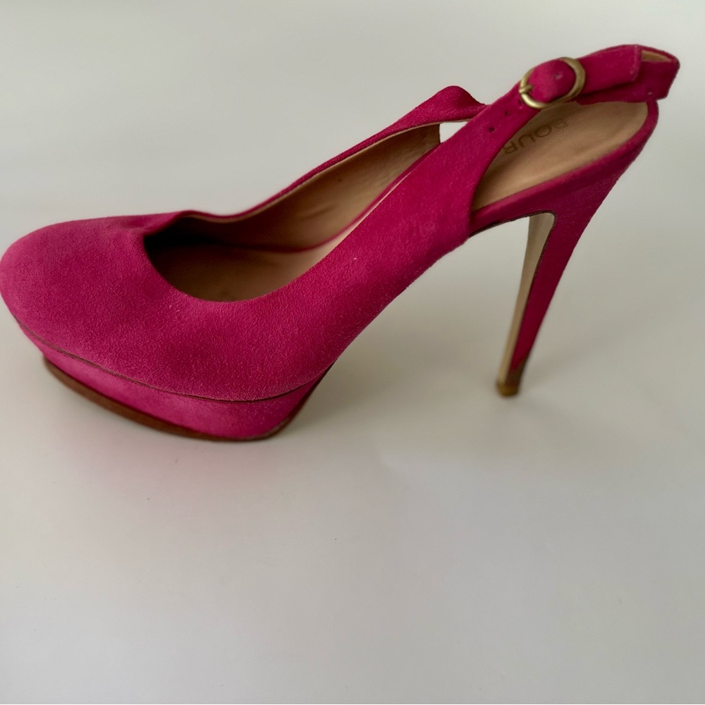 Pour La Victoire Fuchsia Suede Slingback Heels - Picture 6 of 14